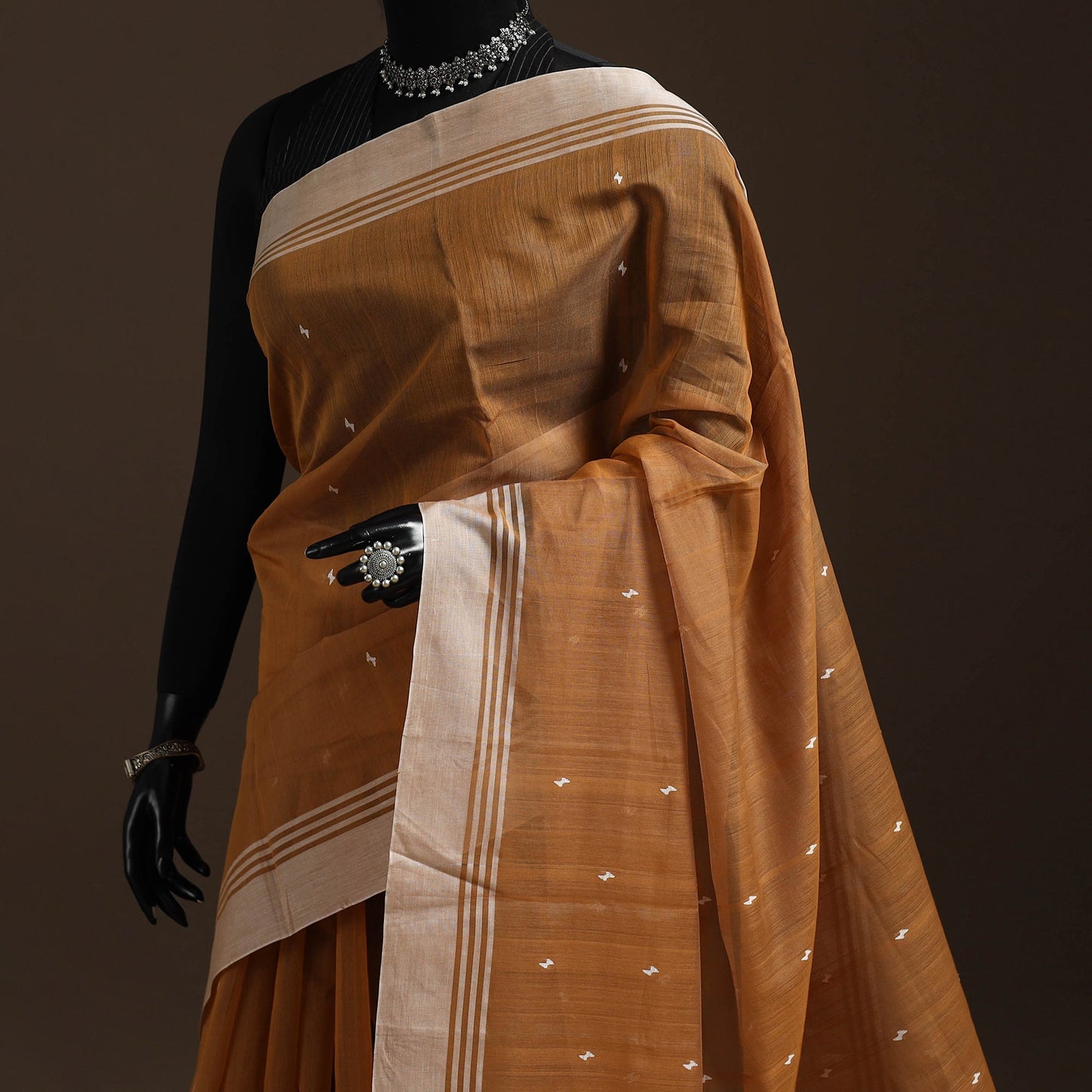 Brown - traditional handloom chanderi silk saree 09