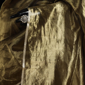 Brown - traditional handloom tissue zari chanderi silk