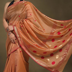 Brown - traditional handloom zari work silk maheshwari