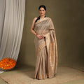 Brown - traditional handloom zari work silk maheshwari