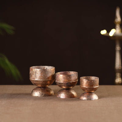 Traditional kutch copper coated iron candle stand (set