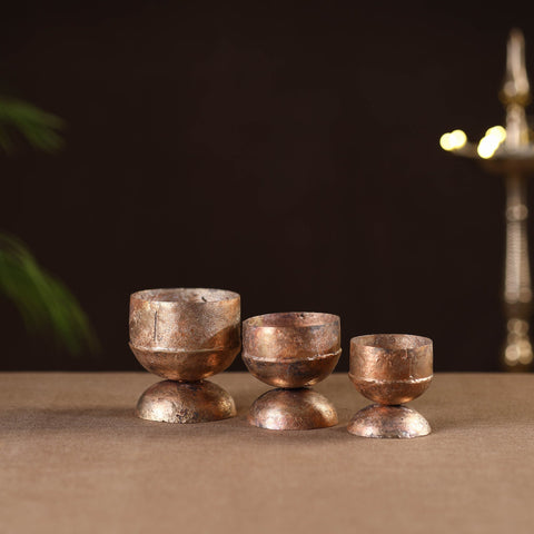 Traditional kutch copper coated iron candle stand (set