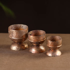 Traditional kutch copper coated iron candle stand (set