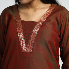 Buy Traditional Maheshwari Handloom Silk Cotton Checks Kurta with Dupatta Set Online at iTokri.com