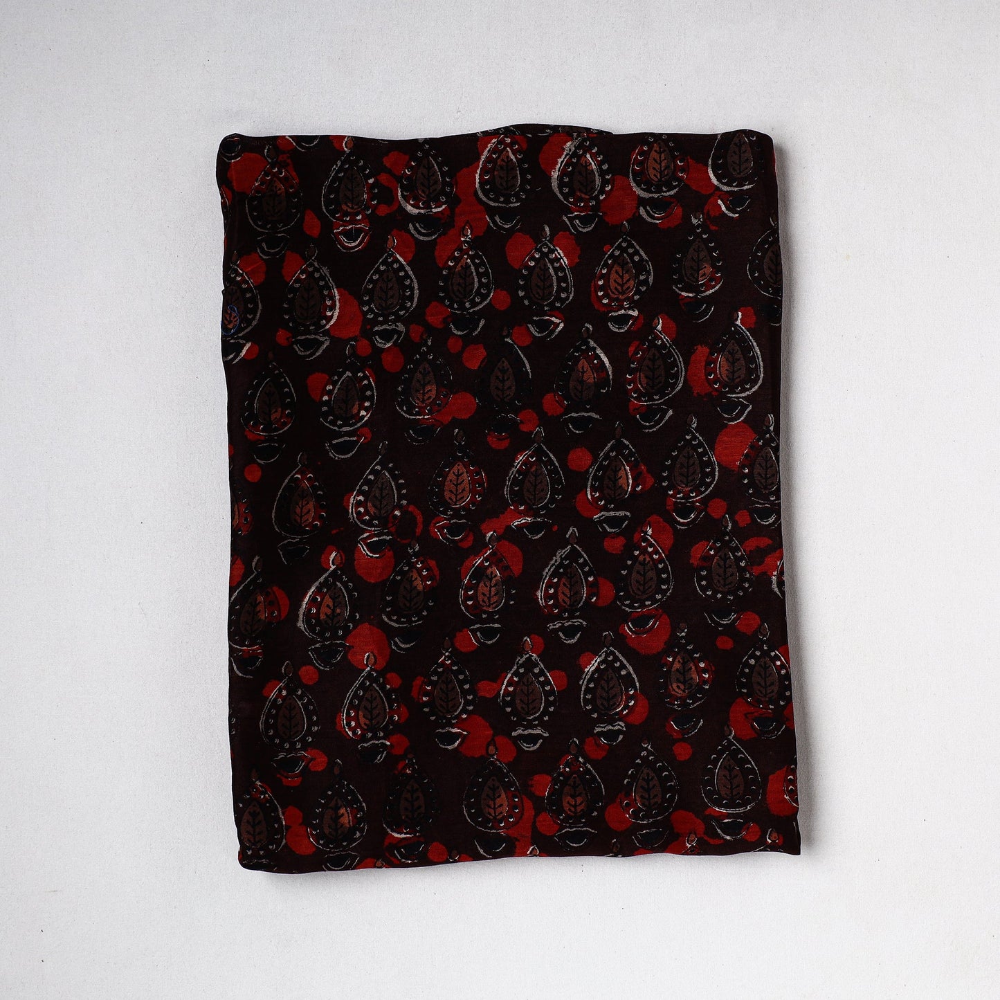 Brown Traditional Maheshwari Silk Handloom Precut Fabric (1 Meter) 