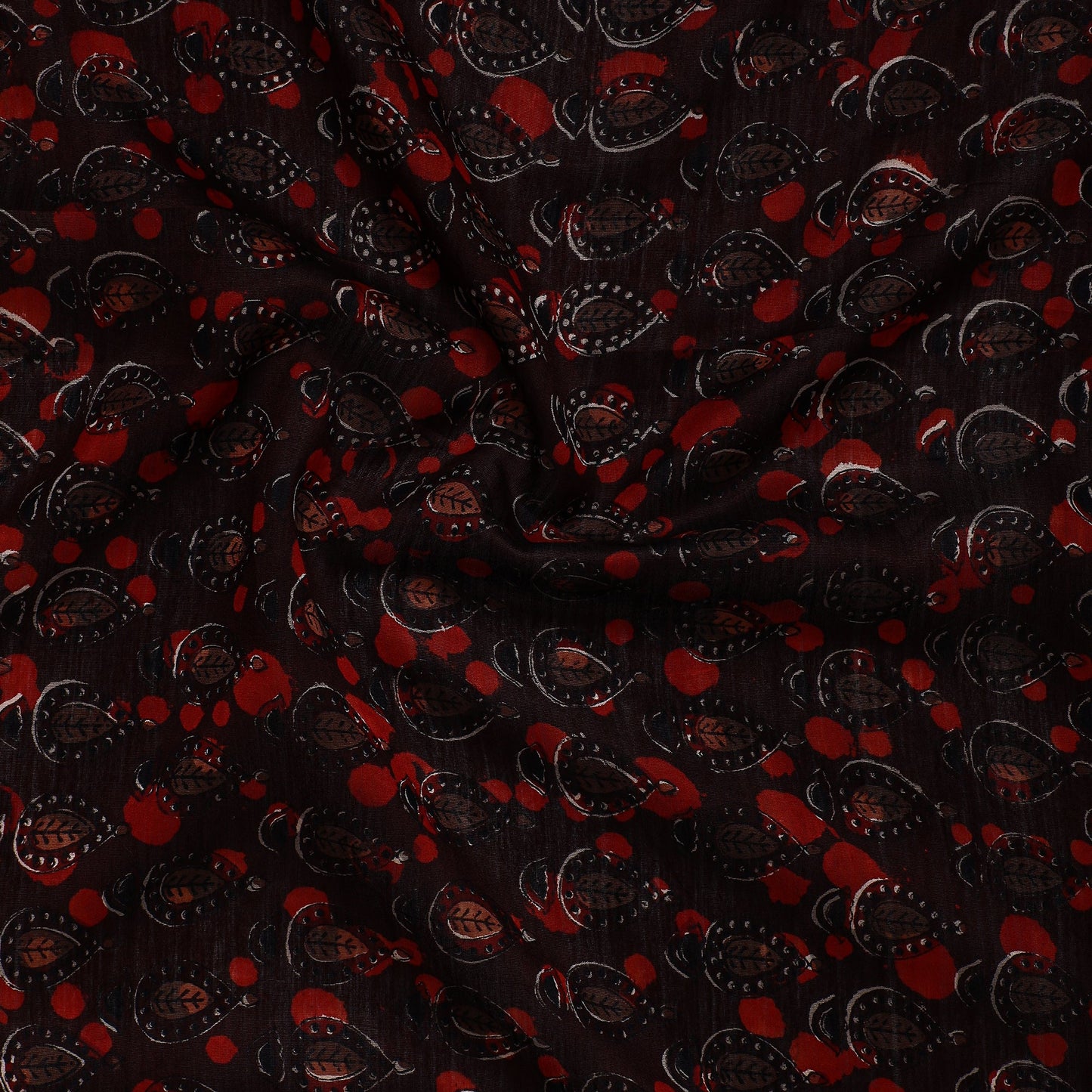 Brown Traditional Maheshwari Silk Handloom Precut Fabric (1 Meter) 