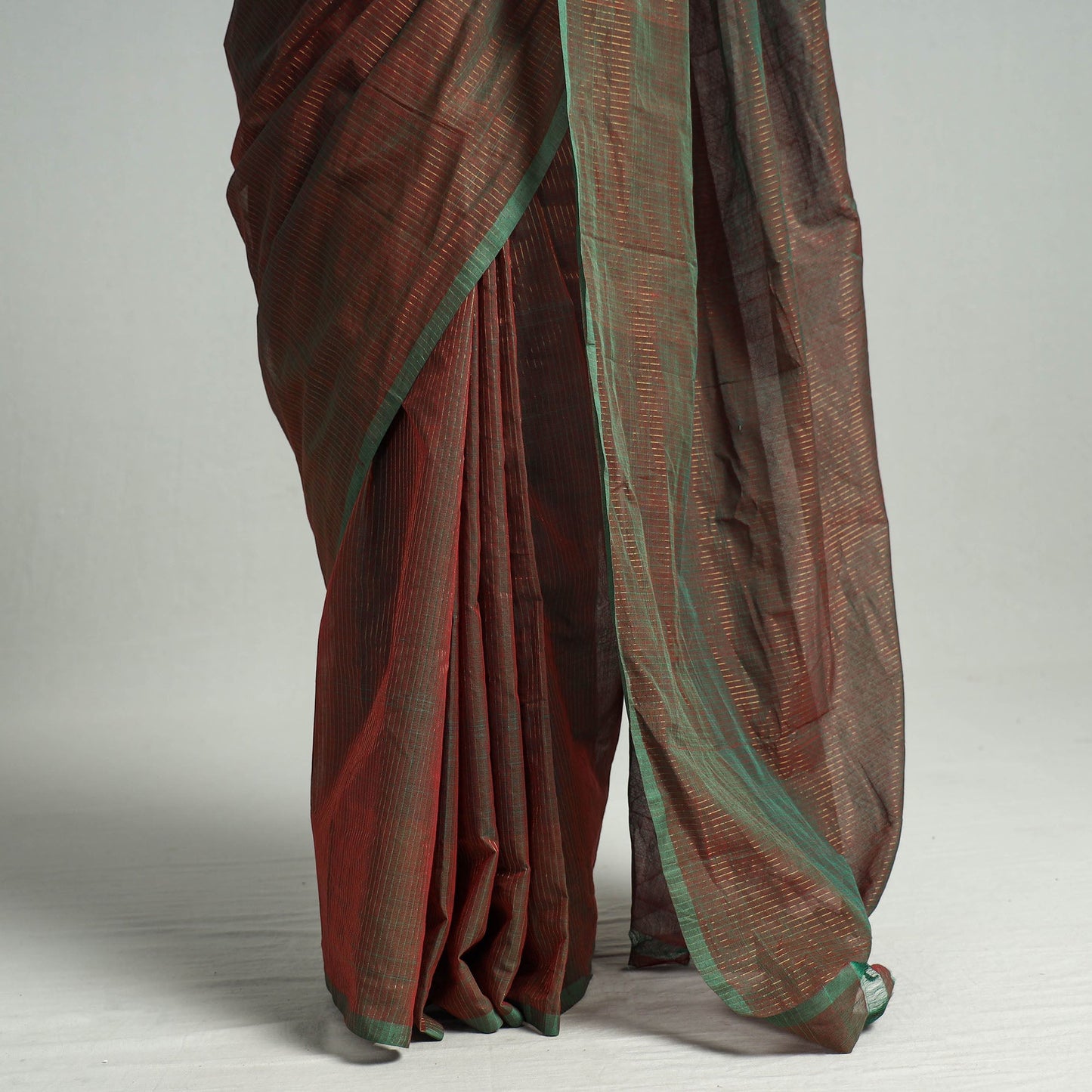 Brown - traditional venkatagiri handloom cotton zari stripe