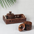 Brown Tray with 2 Bowls - Handcrafted with Sheesham Wood 