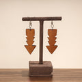 Brown Tuma Craft Dried Bottle Gourd Arrow Shape Earrings