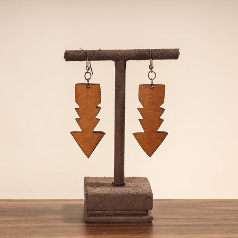 Brown Tuma Craft Dried Bottle Gourd Arrow Shape Earrings