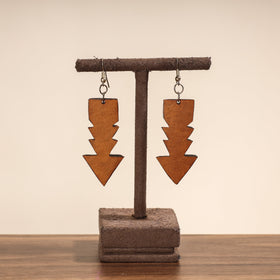 Brown Tuma Craft Dried Bottle Gourd Arrow Shape Earrings