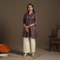 Brown Tussar Silk Cotton Kurta with Fine Hand Embroidery