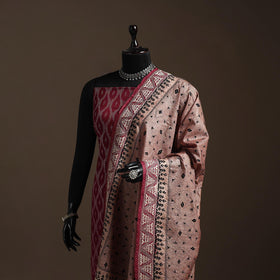 Brown - tussar silk handloom bengal hand kantha work