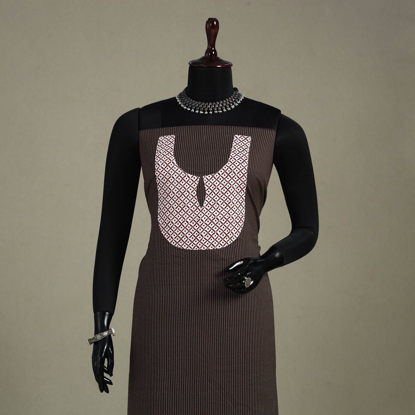 Brown Unstitched Plain Cotton Kurta Material