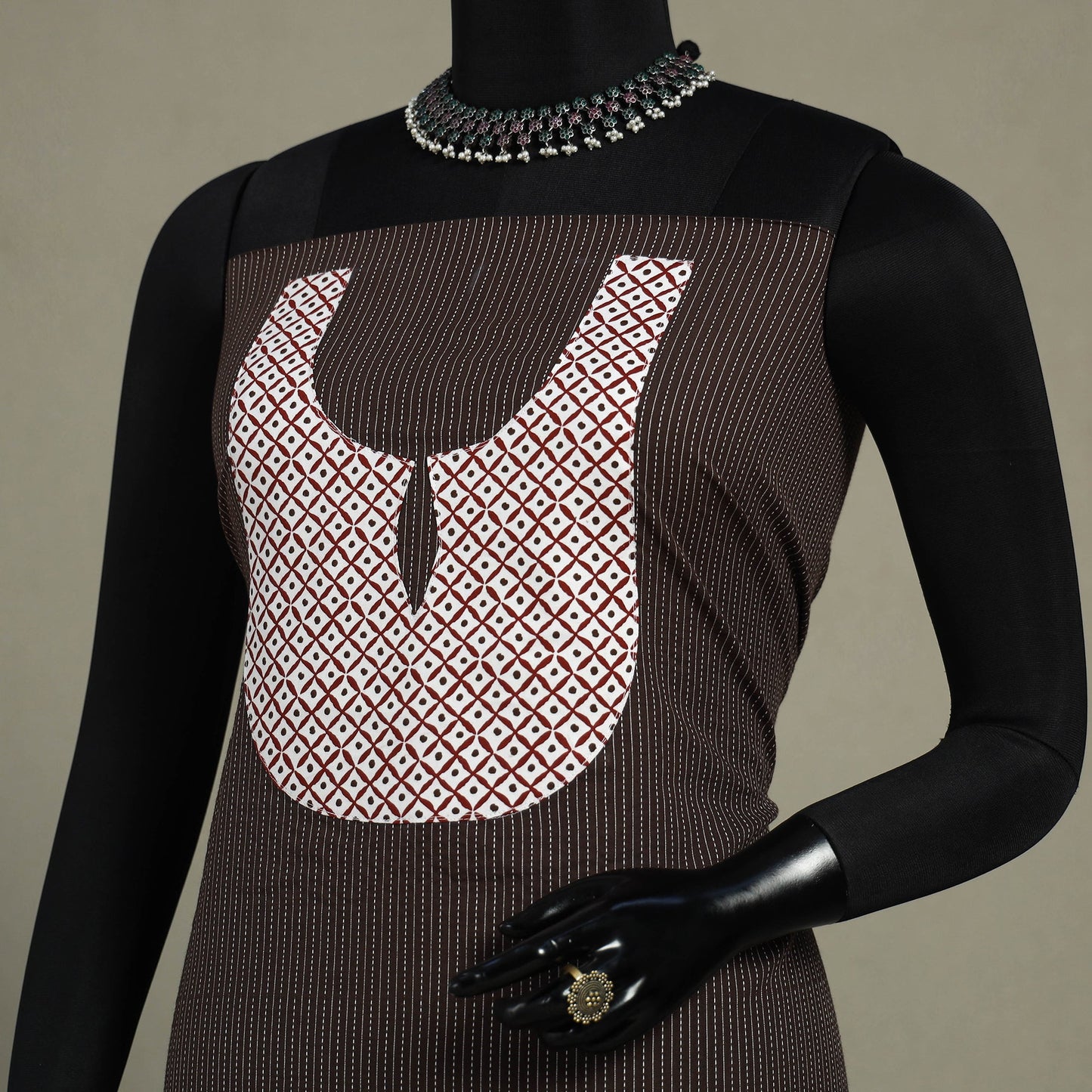 Brown Unstitched Plain Cotton Kurta Material