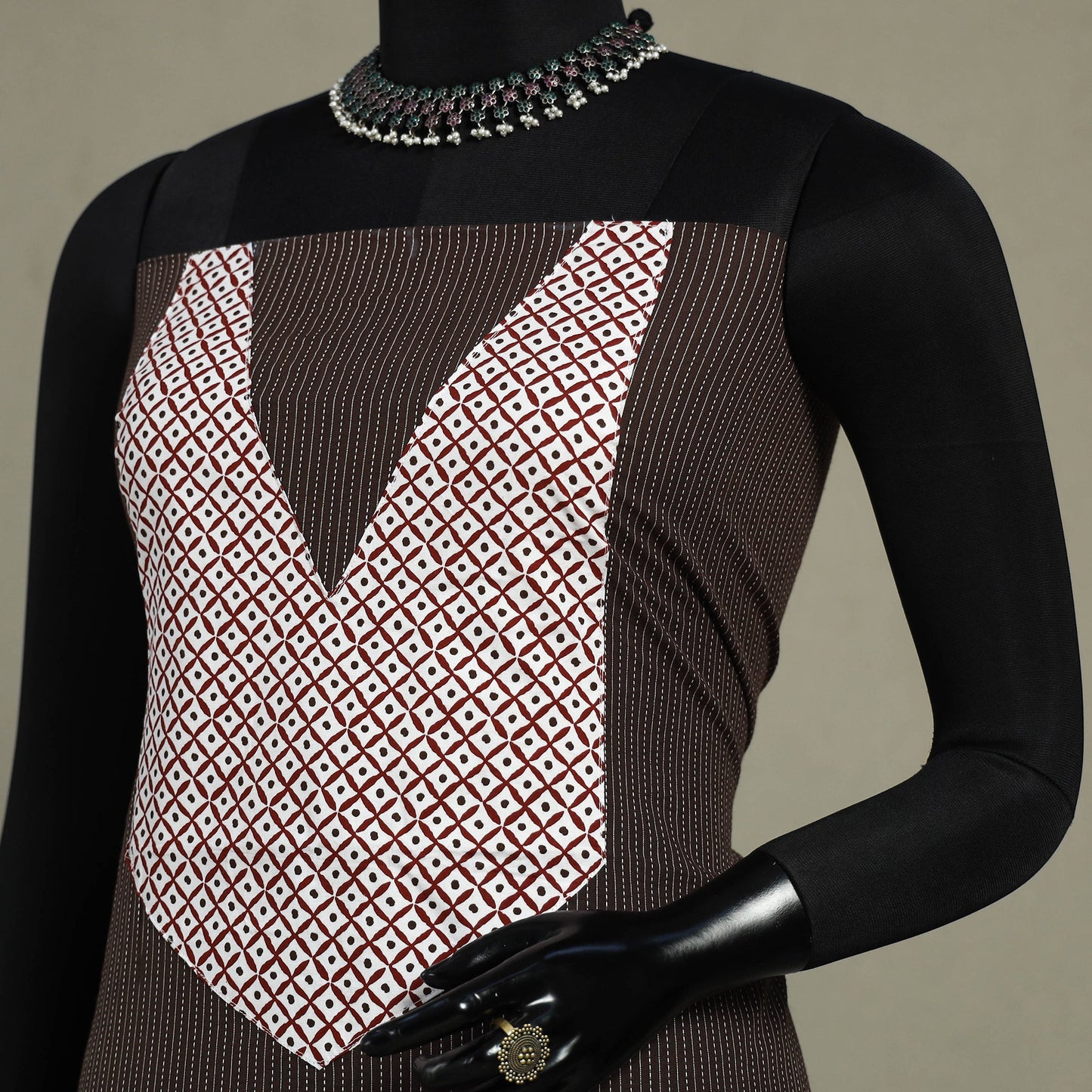 Brown Unstitched Plain Cotton Kurta Material