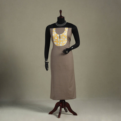 Brown Unstitched Plain Cotton Kurta Material