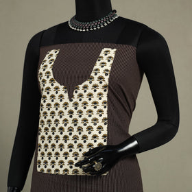 Brown Unstitched Plain Cotton Kurta Material