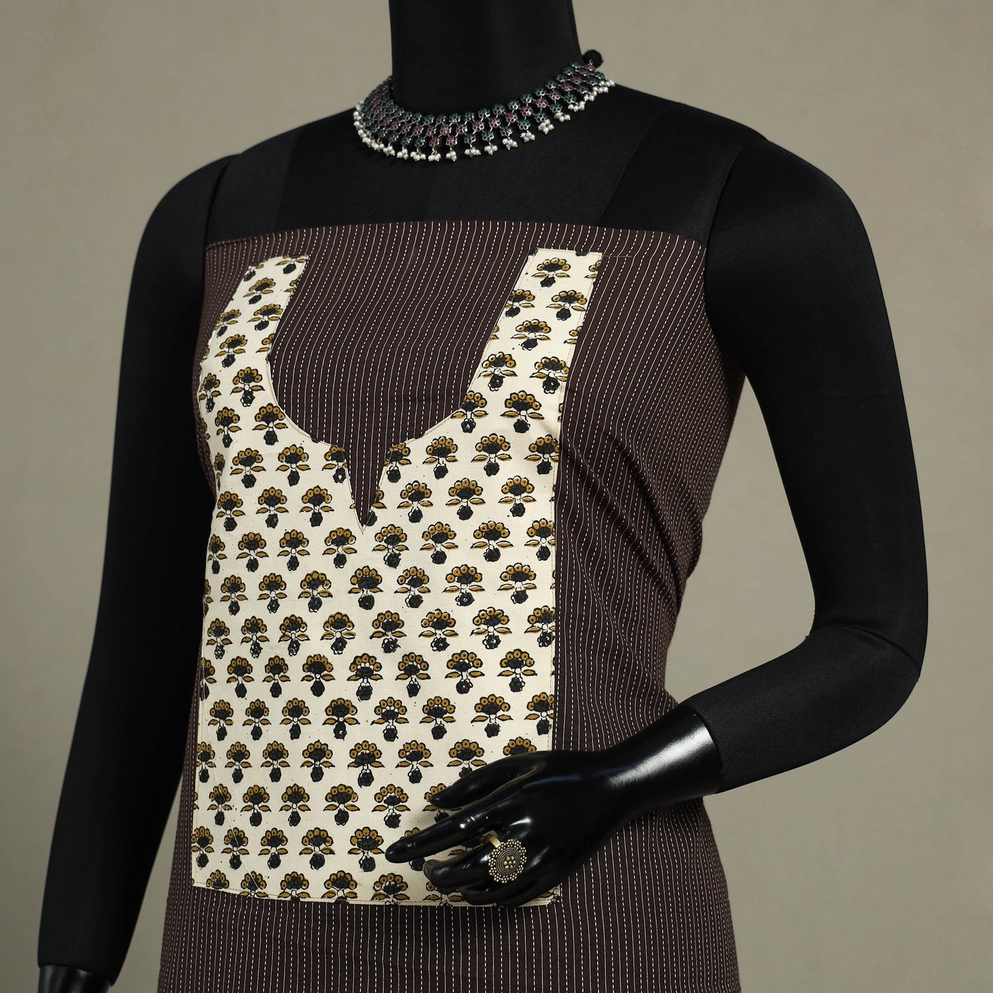 Brown Unstitched Plain Cotton Kurta Material