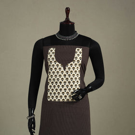 Brown Unstitched Plain Cotton Kurta Material