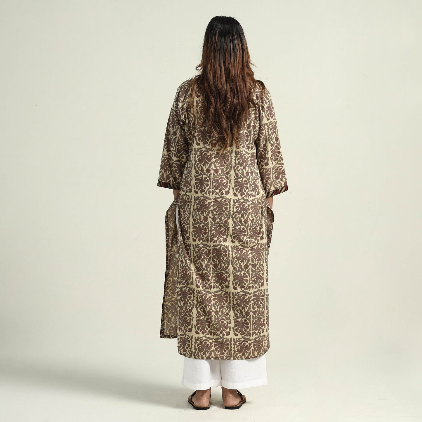 Brown - Vanaspati Hand Block Printed Cotton Straight Kurta