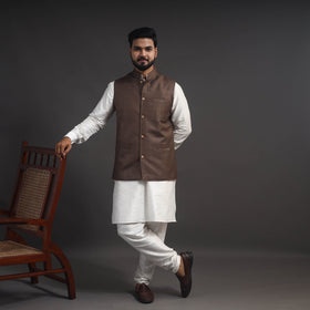Brown - vidarbha tussar x katia silk handloom nehru jacket