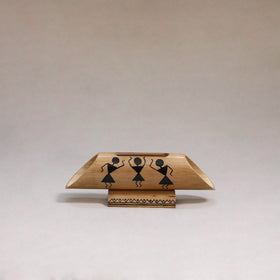 Warli handpainted hand carved natural bamboo wood phone
