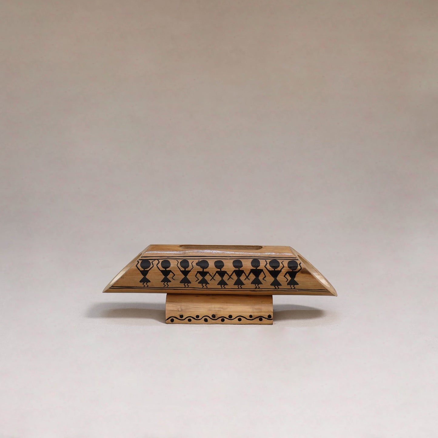 Warli handpainted hand carved natural bamboo wood phone