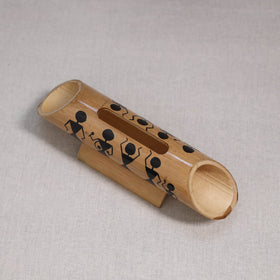 Warli handpainted hand carved natural bamboo wood phone