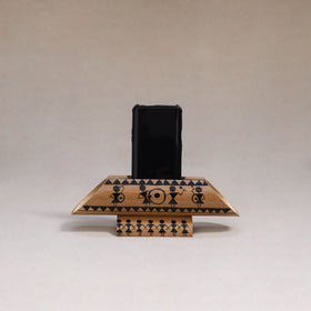 Warli handpainted hand carved natural bamboo wood phone