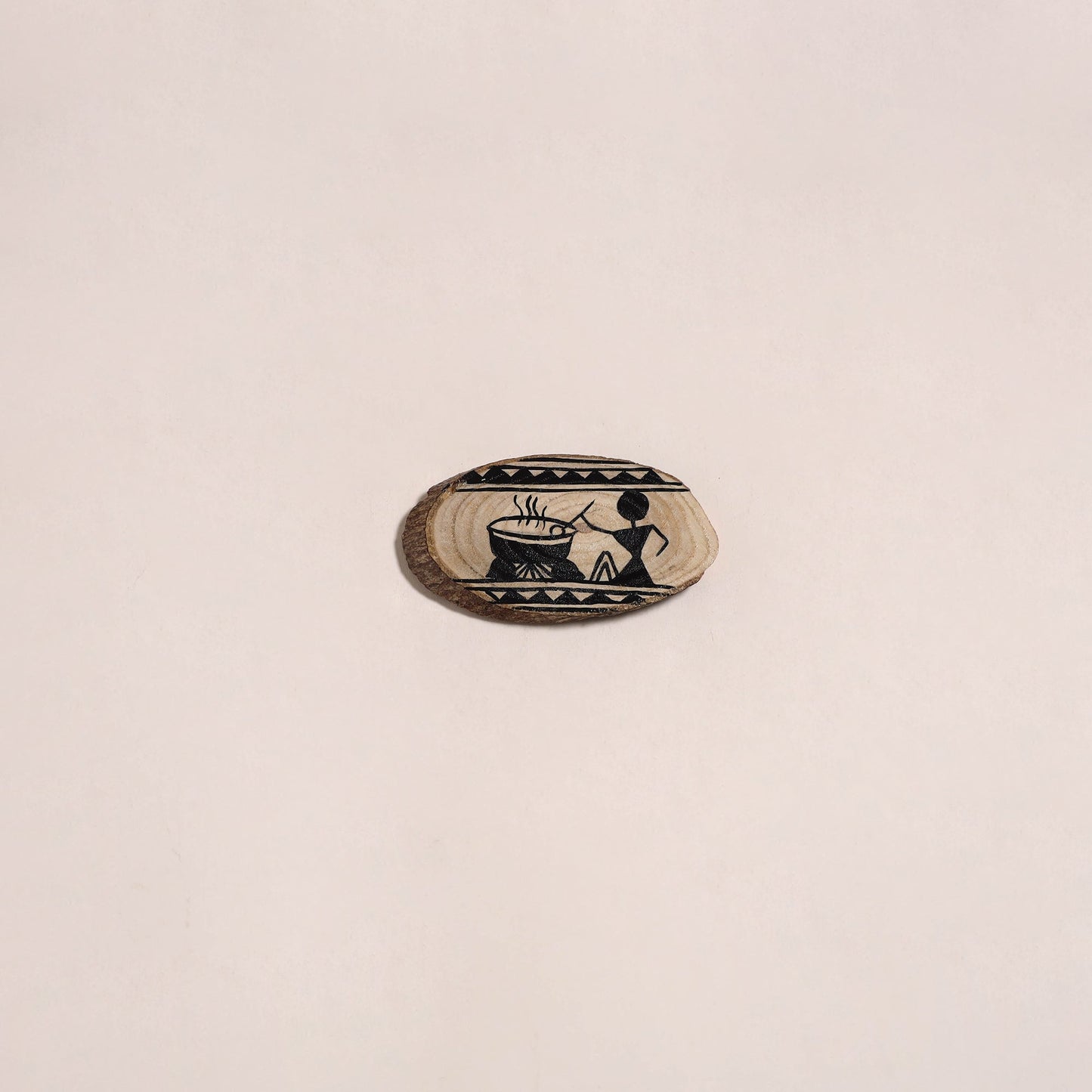 Madhubani handpainted wooden fridge magnet 03 - handcrafted