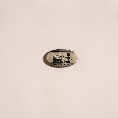 Madhubani handpainted wooden fridge magnet 03 - handcrafted