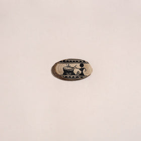 Madhubani handpainted wooden fridge magnet 03 - handcrafted