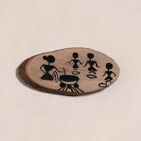 Warli handpainted wooden fridge magnet 10 - handcrafted
