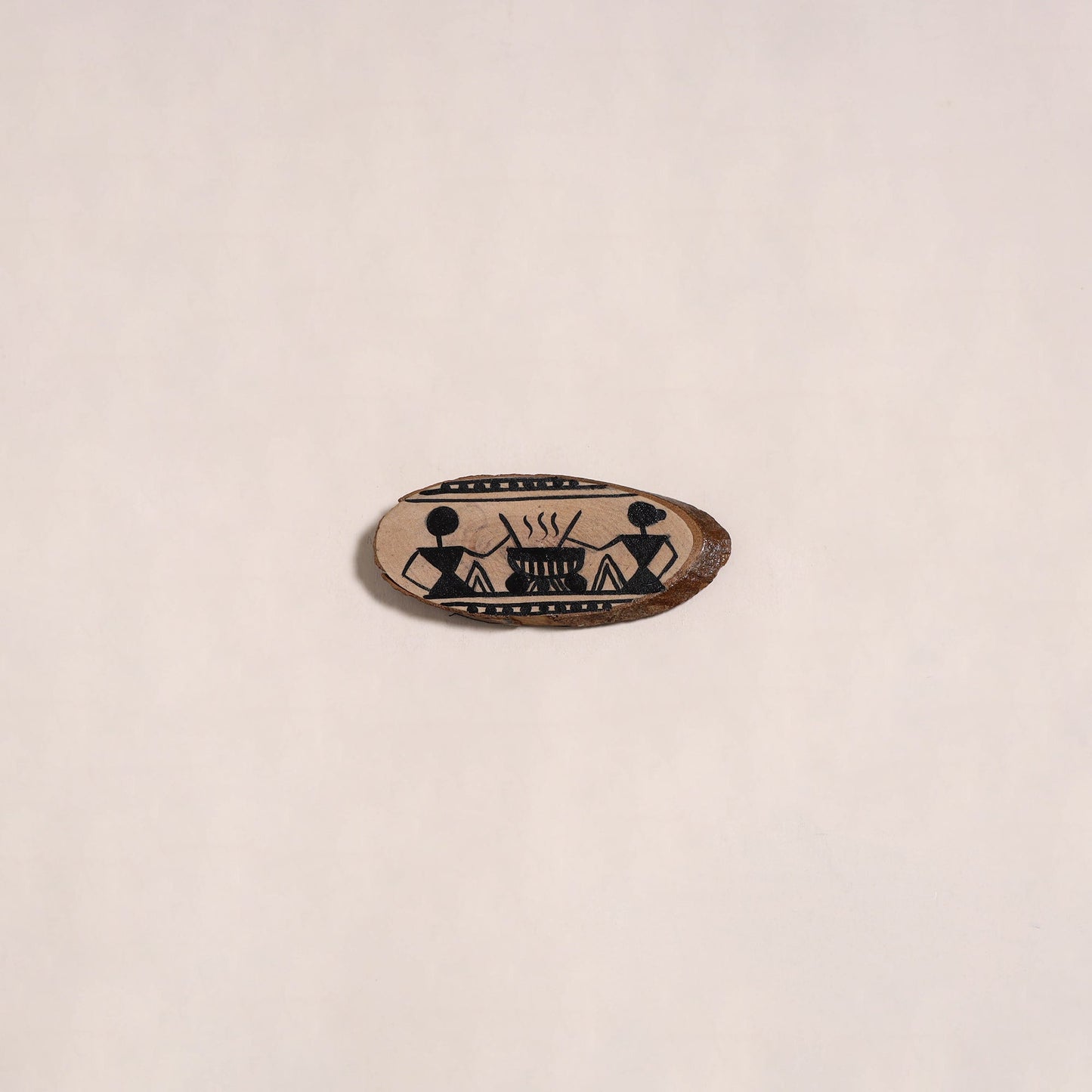 Warli handpainted wooden fridge magnet 12 - handcrafted