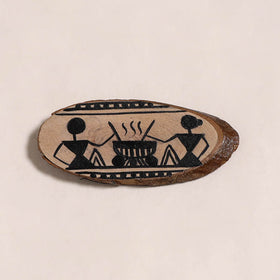 Warli handpainted wooden fridge magnet 12 - handcrafted