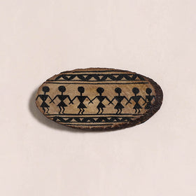 Warli handpainted wooden fridge magnet 16 - handcrafted