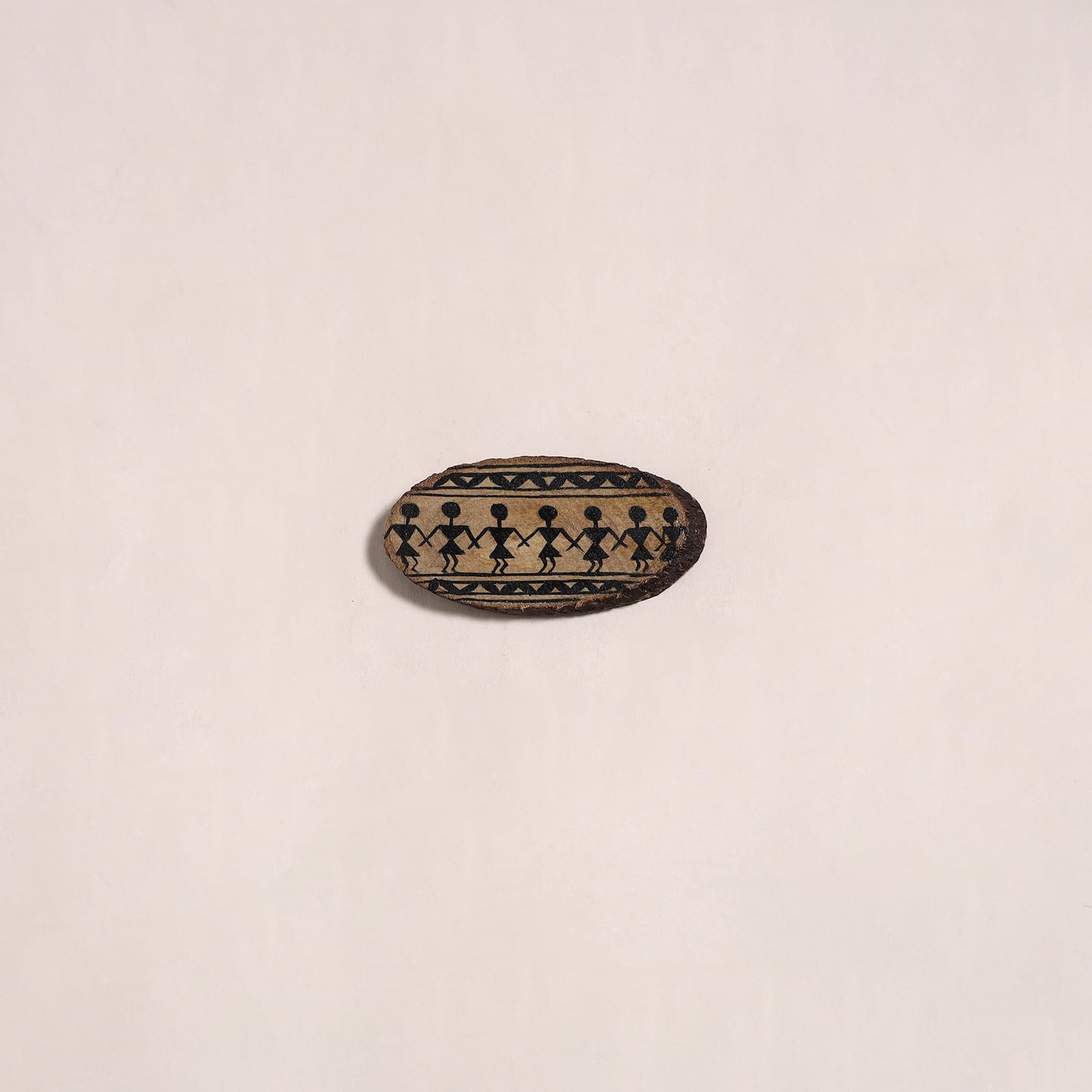 Warli handpainted wooden fridge magnet 16 - handcrafted