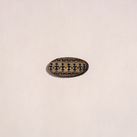 Warli handpainted wooden fridge magnet 16 - handcrafted