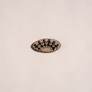 Warli handpainted wooden fridge magnet 17 - handcrafted