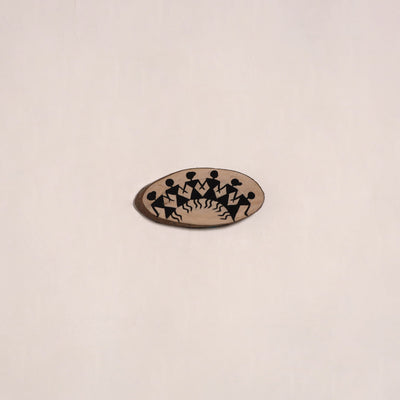 Warli handpainted wooden fridge magnet 17 - handcrafted