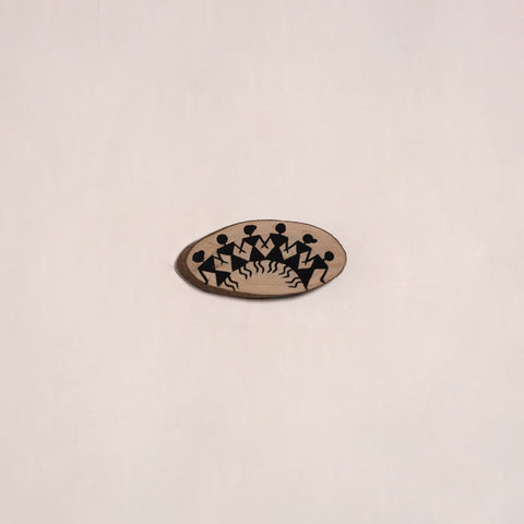 Warli handpainted wooden fridge magnet 17 - handcrafted