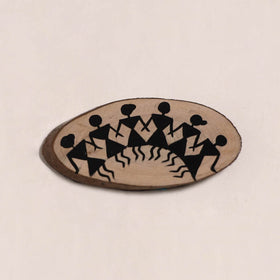 Warli handpainted wooden fridge magnet 17 - handcrafted