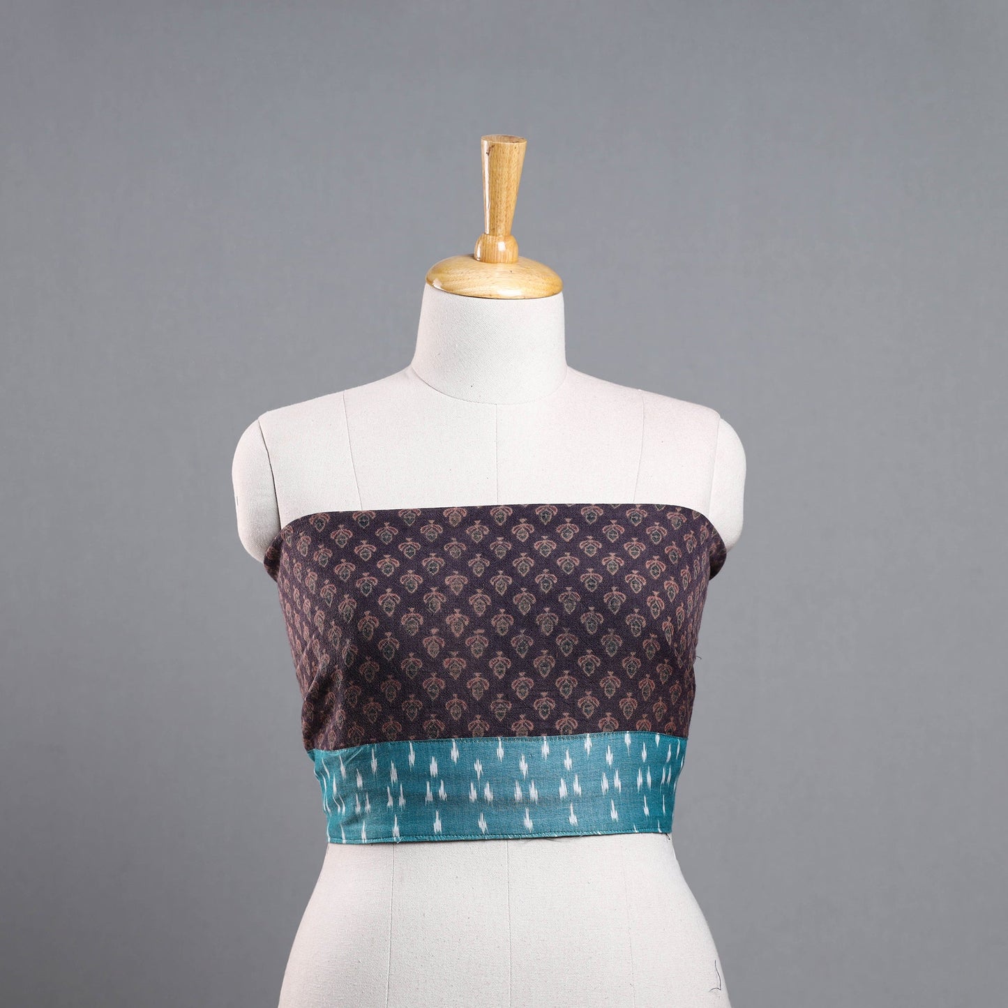 Brown - woollen bagh blouse piece 57 - handcrafted