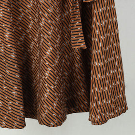 Brown Wrap Around Cotton Pochampally Ikat Skirt 