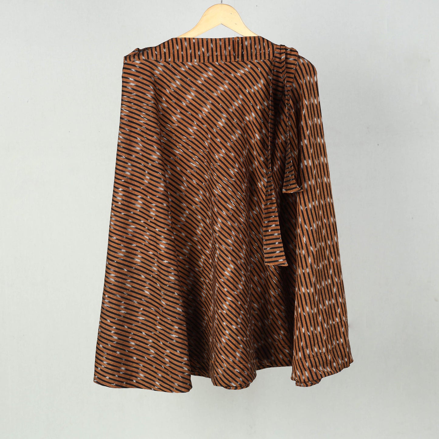 Brown Wrap Around Cotton Pochampally Ikat Skirt 