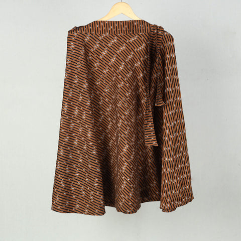 Brown Wrap Around Cotton Pochampally Ikat Skirt 