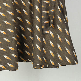 Brown Wrap Around Cotton Pochampally Ikat Skirt 