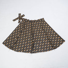Brown Wrap Around Cotton Pochampally Ikat Skirt 