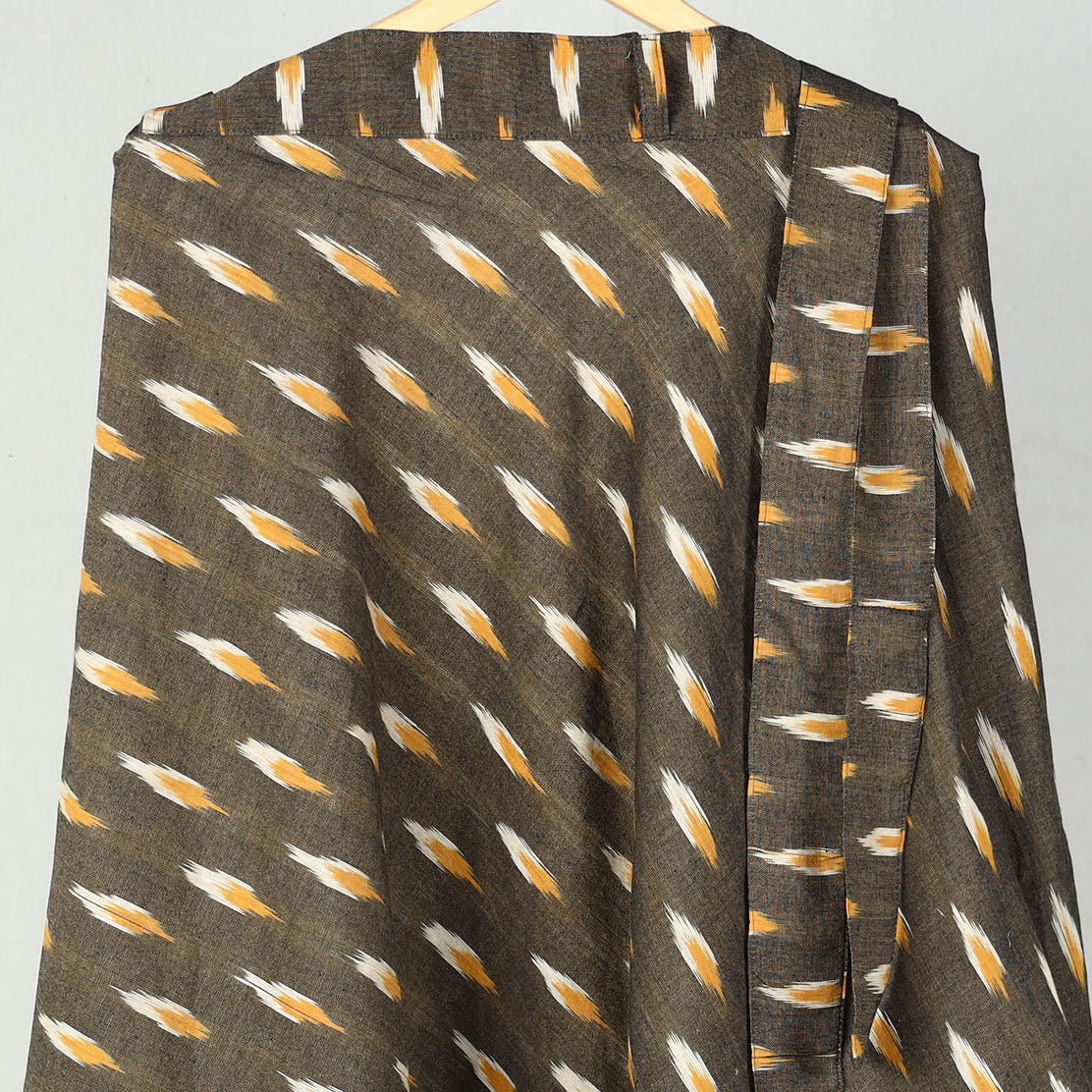 Brown Wrap Around Cotton Pochampally Ikat Skirt 